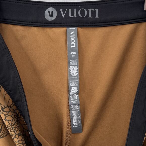 VUORI The Rise Board Shorts Mens 32 Brown Black Floral Swim Trunks Pocket - Picture 9 of 14